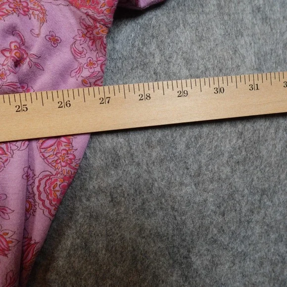 J Jill Top Womens 3X Split Neck Border Print Paisley Lavender Paisley Cotton - Picture 7 of 9